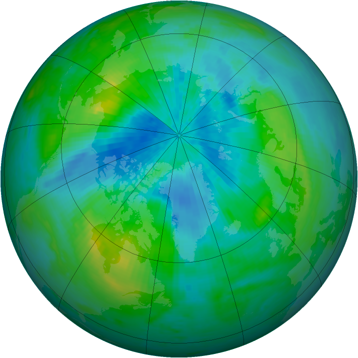 Arctic ozone map for 09 September 1986